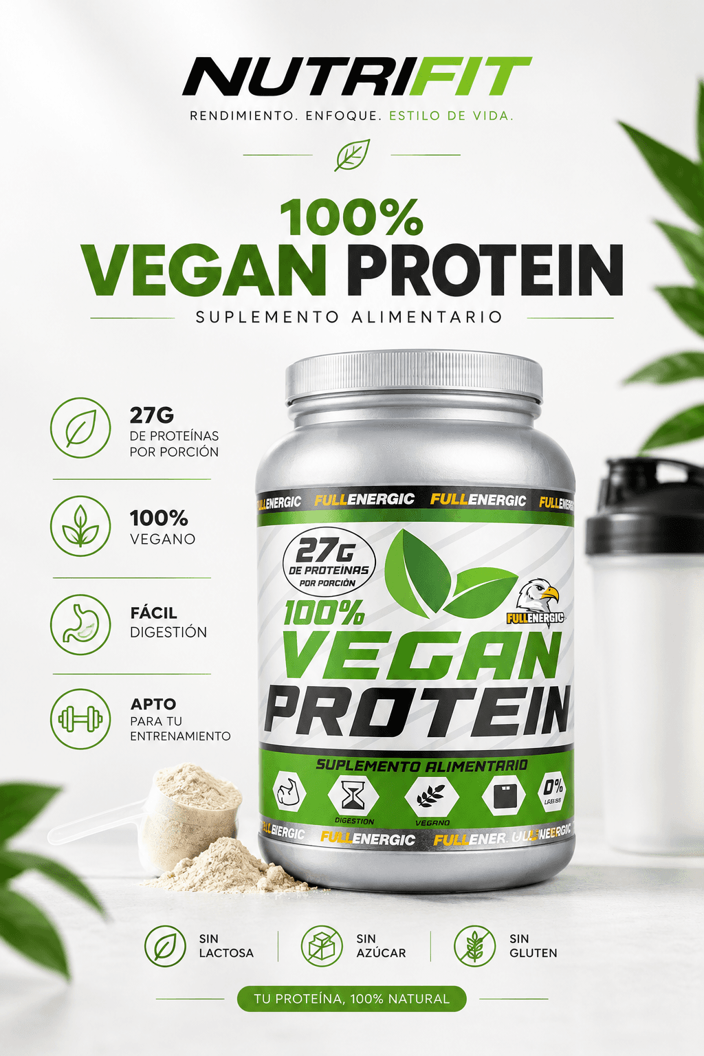 FullEnergic 100% Vegan Protein Cookies & Cream 1kg