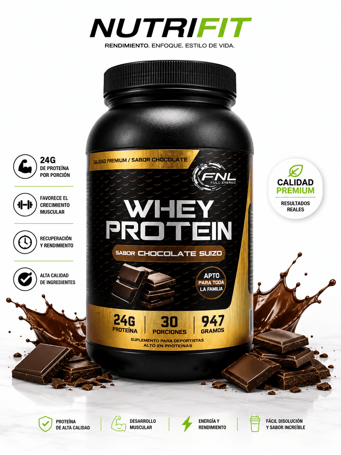Whey Protein FNL 947g Chocolate Suizo